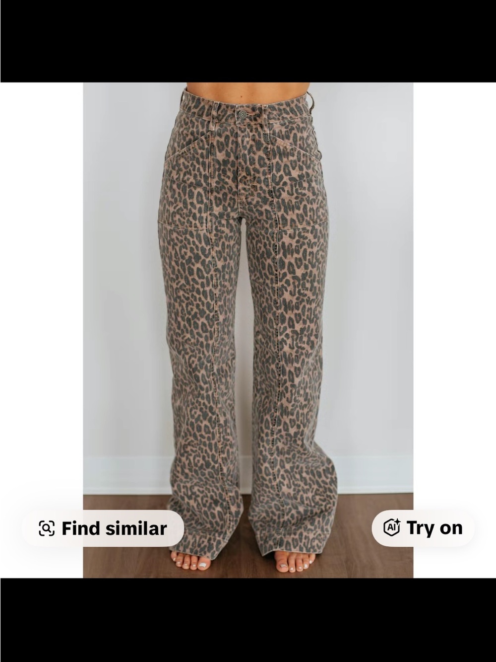 High-Rise Leopard Print Wide-Leg Jeans - Taupe Leopard - Picture 4 of 4